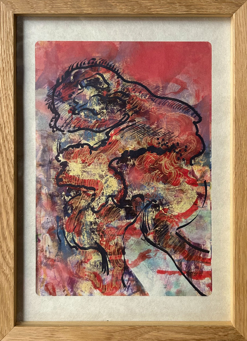 Figuur in rood landschap